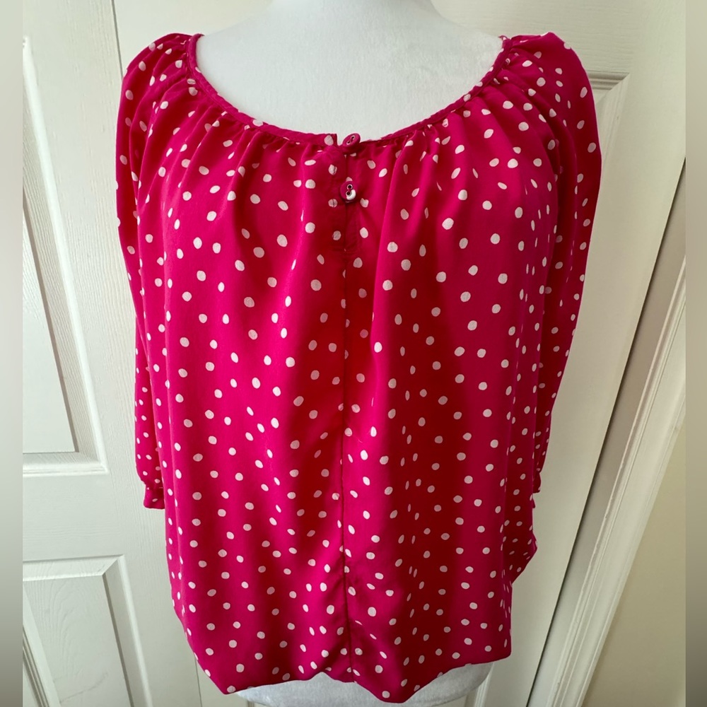 GAP pink blouse with white polka dots -size S